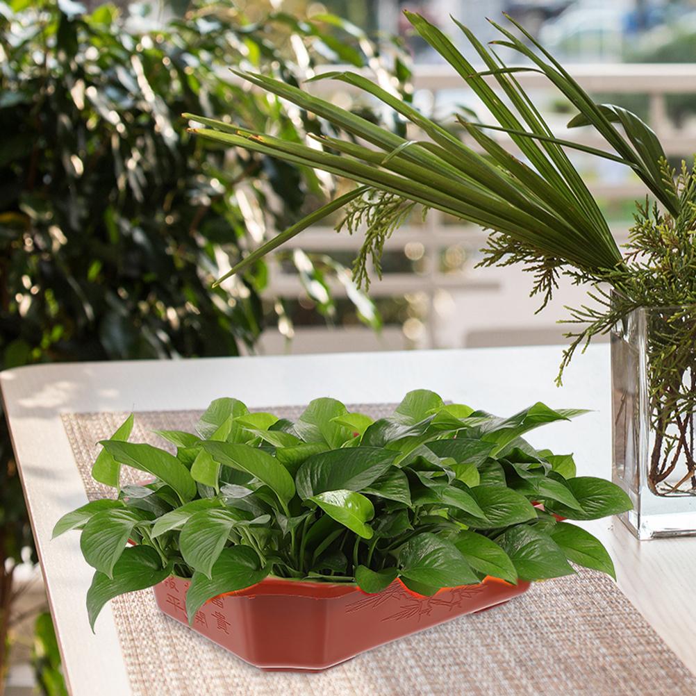 13Pcs Plastic Flower Pots Rectangular Coffee Colored Bonsai With Drainage Holes For Outdoor Garden Decor Planter Boxes
