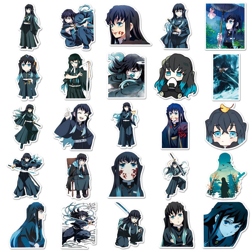 50 Tokito Muichiro Graffiti-klistremerker: Japansk Anime Demon Slayer Dekor for Telefondeksler & Vannkopper