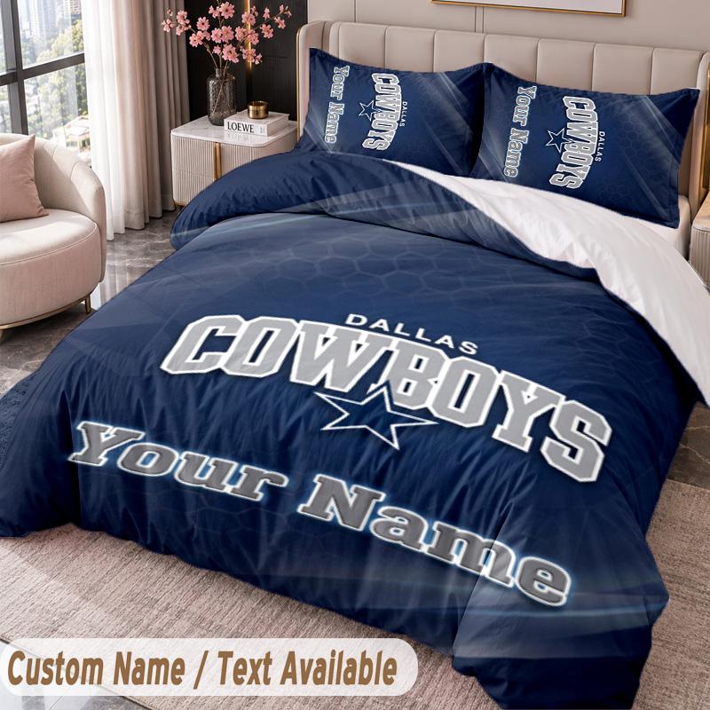 Dallas Cowboys Printed Bedding Set Custom Name Text 1 Duvet Cover 2 Pillowcases For Bedroom
