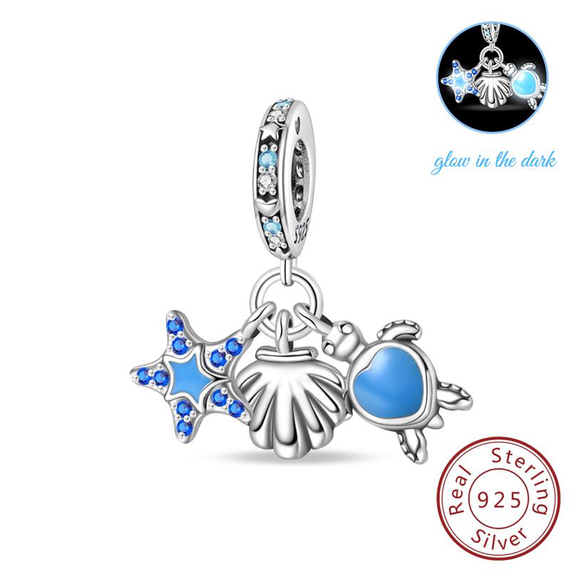 100% Copper Tortoise Starfish Coconut Luminous Ocean Surfing Charms Beads Fitoriginal Bracelets Diy Jewelry