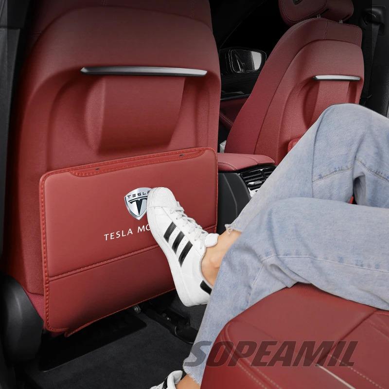 Für Tesla Model 3 Model Y Model S Model X Cybertruck Beast Roadster Autositz Rückenlehne Schutz Anti-Tritt-Matte Rücksitz Aufbewahrungstasche