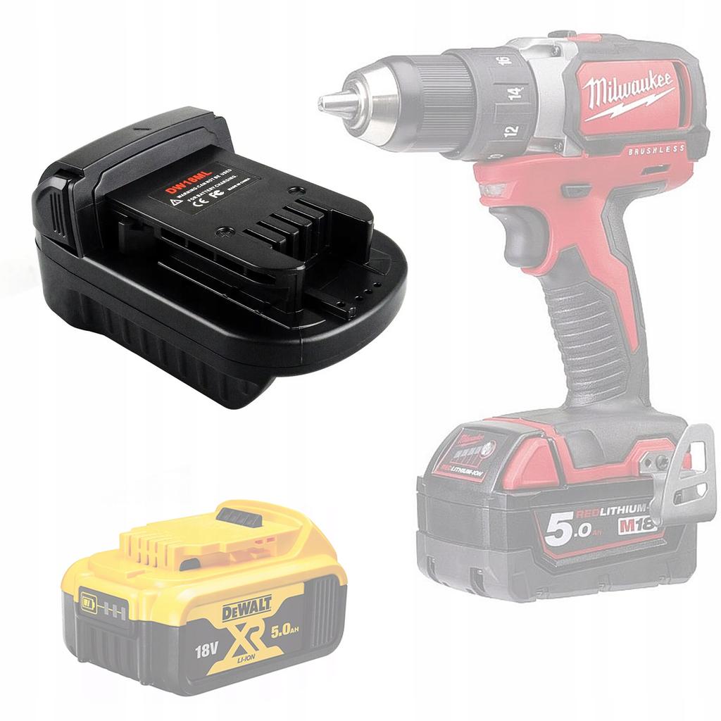Rosfix Adattatore per Batteria Dewalt 18V a Milwaukee 18V – Compatibilità con Strumenti Milwaukee | Costruzione Robusta | Montaggio Facile