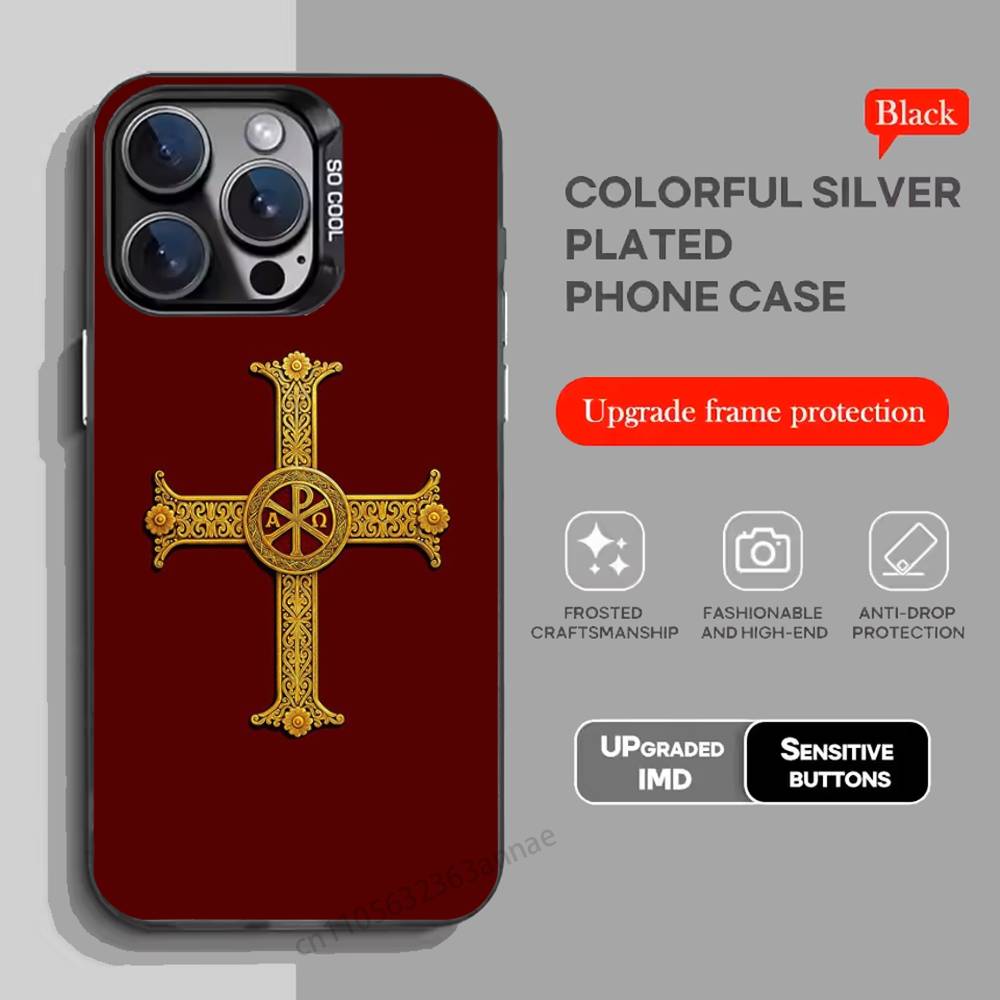 Orthodox Cross Icon Church ART Phone Case For iPhone 17,16,15,14,13,12,11,Pro,Max,Plus,Mini,X,XS,XR,8,S,SE Soft Black Case