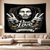Bob Marley Reggae One Love Reggae Legend Polyester Wall Hanging Tapestry, Aesthetic Home Decor for Bedroom Dorm Photo Backdrop