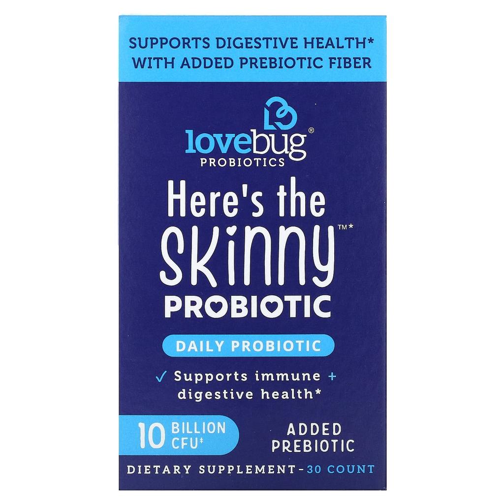 LoveBug Probiotics Here's The Skinny Probiotic, 10 Billion CFU, 30 Tablets