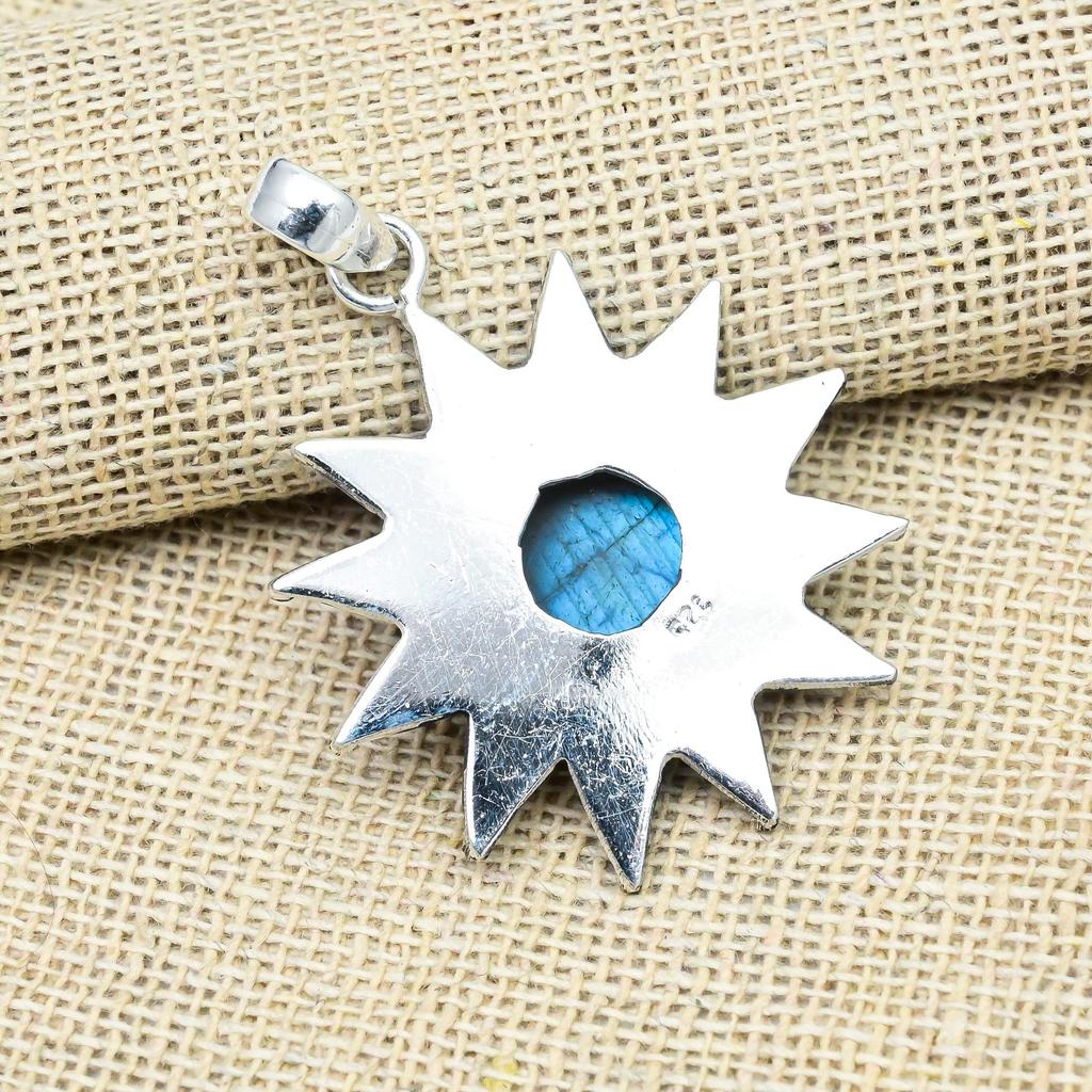 Labradorite Gemstone 925 Sterling Silver Jewelry Handmade Gorgeous Pendant For Mother Gift