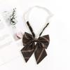 Checkered Retro Brown Striped Tie And Bow For Casual School Outfits Gifts And