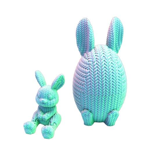 2 Pcs 3D Printed Easter Egg with Bunny Inside Prefilled Easter Bunny