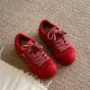 European Matte Red Big Head Lace-up Bread Shoes Casual Board Shoes Thin German Training Shoes Flat Shoes Sports Shoes Women's Shoes