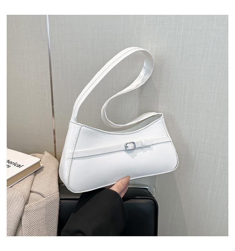 New Solid Color Temperament High-end Texture Shoulder Bag Fashionable and Simple Versatile Commuter Bag Niche Design Underarm Bag Women