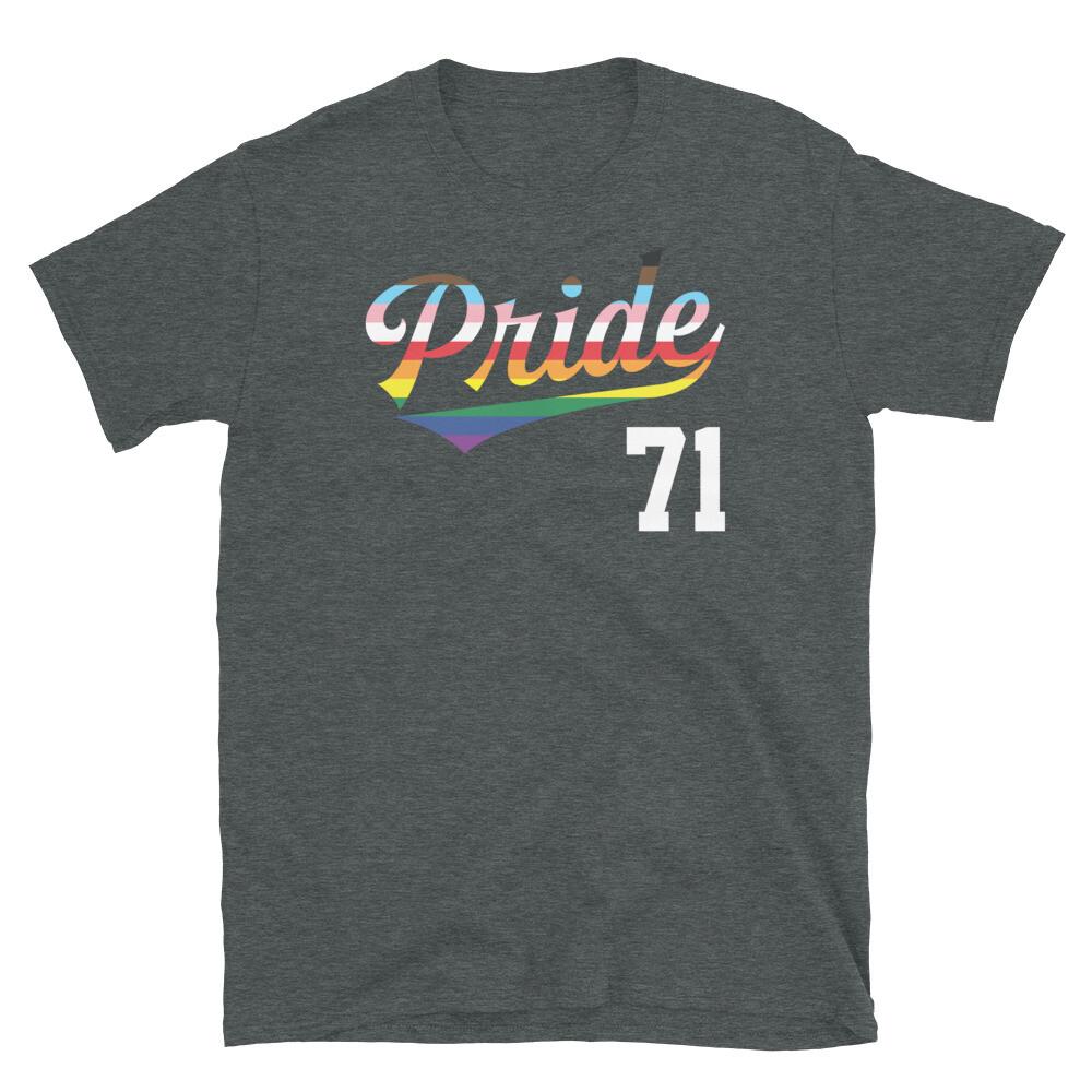 Baseball Jersey Number 71 LGBTQ Inclusive Rainbow Short-Sleeve Unisex T-Shirt