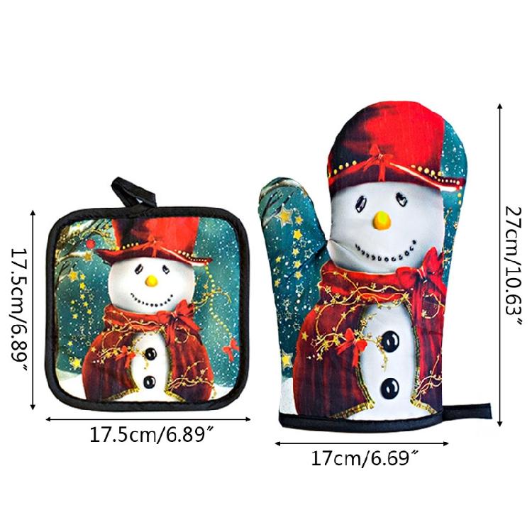 Christmas Lovely Oven Mitts and Pot Holders Soft for Baking Cooking Kitchen Gift