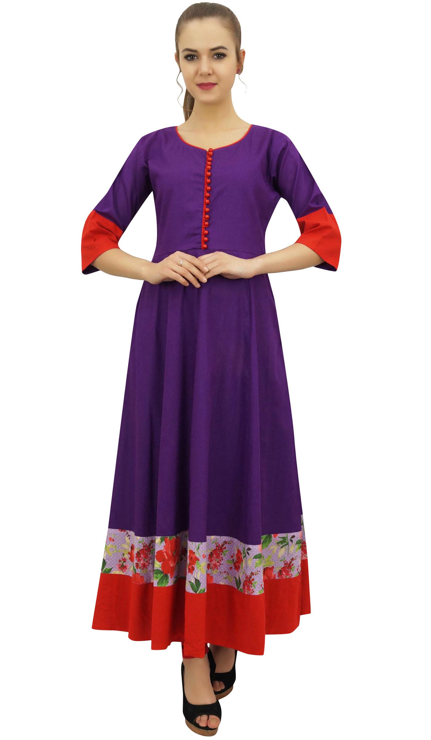 

Жіноча індійська блуза Bimba Black Anarkali Kurta Kurti 3 4 рукава-10 8 фіолетовий