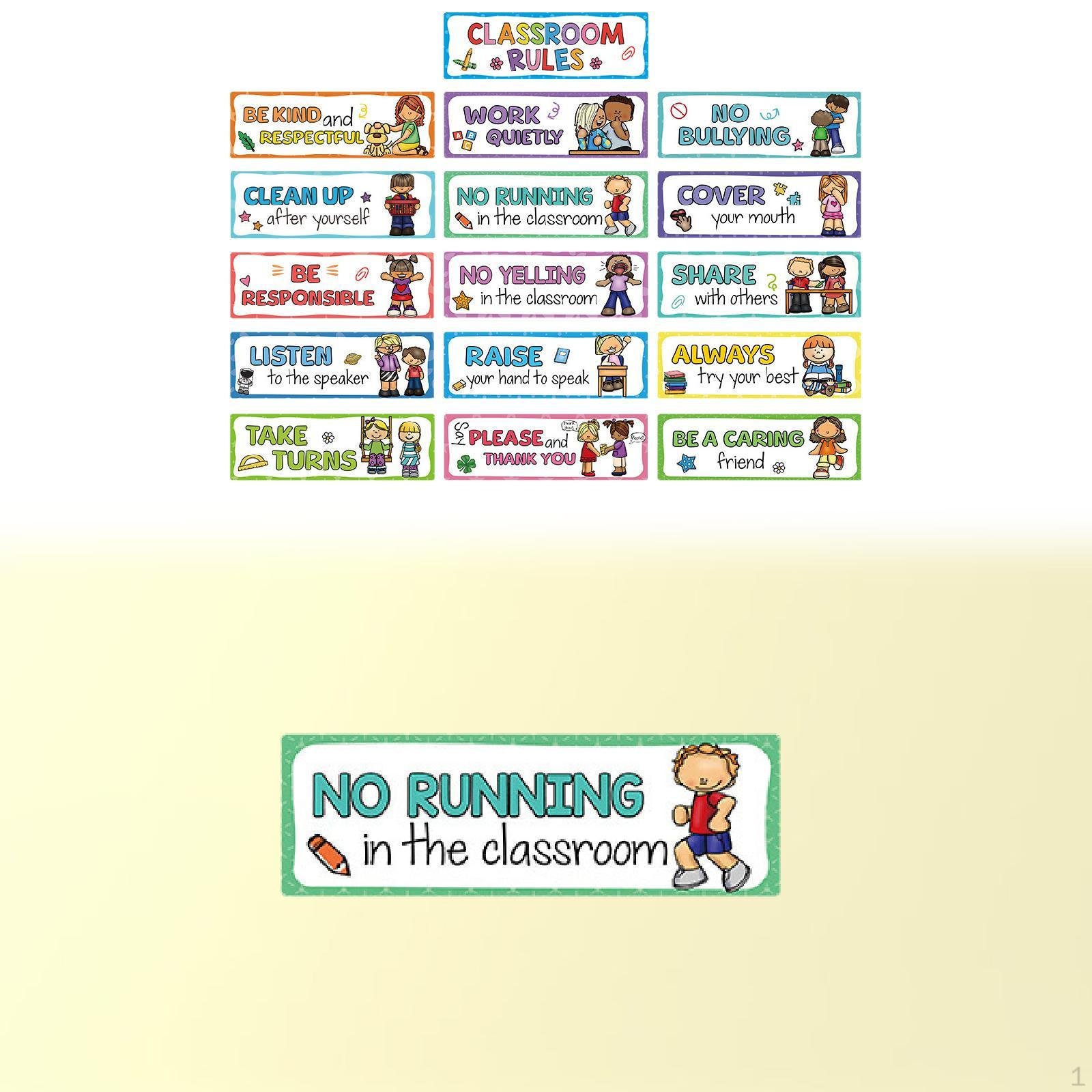 

16x Плакаты с правилами класса Образовательные плакаты Графики хороших привычек и манер Содержание по поведению для