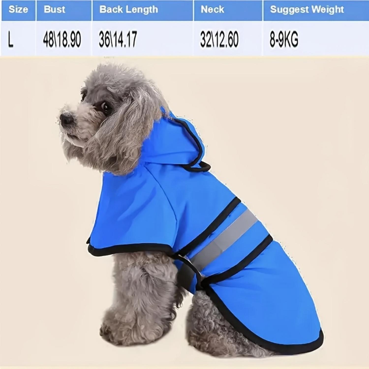 

Светоотражающий водонепроницаемый дождевик для собак, регулируемый легкий дождевик для домашних животных, всесезонное использование, материал полиэстер L синий