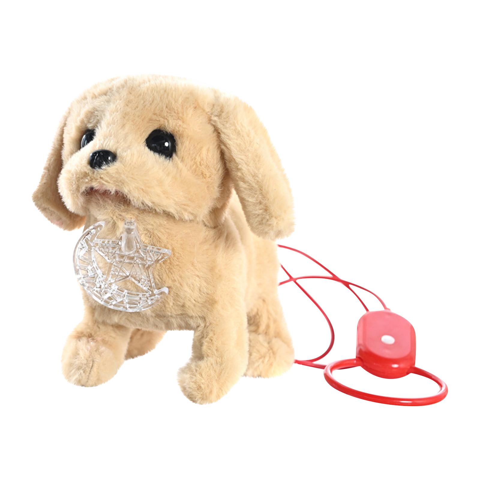 

Имитация плюшевой электрической подвески для собак со светящимся поводком для собак, лай вперед и назад, детская игрушечная собака One Size жёлтый