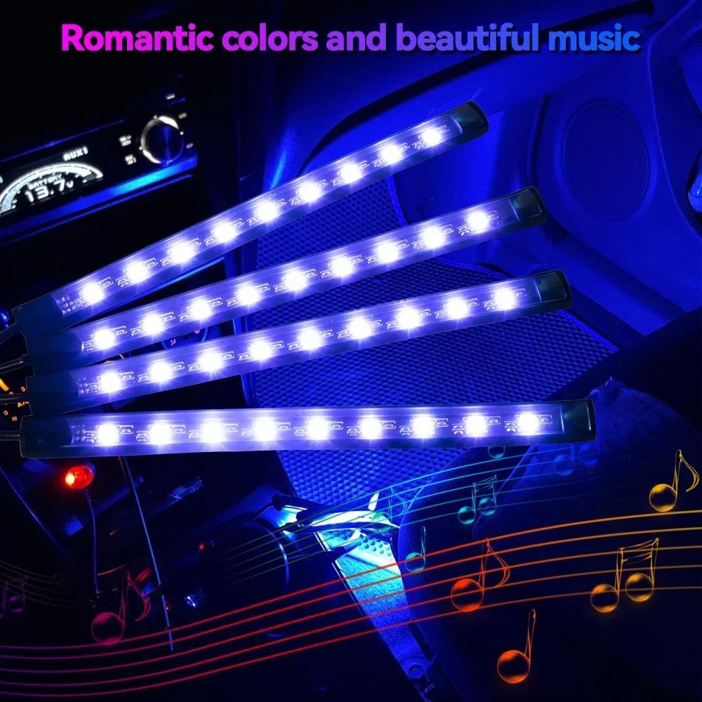 LED Light Bar Car Interior Decorative Atmosphere RGB Strip Lights USB APP With Remote Control Music Rhythm Flashing Lamps Tools