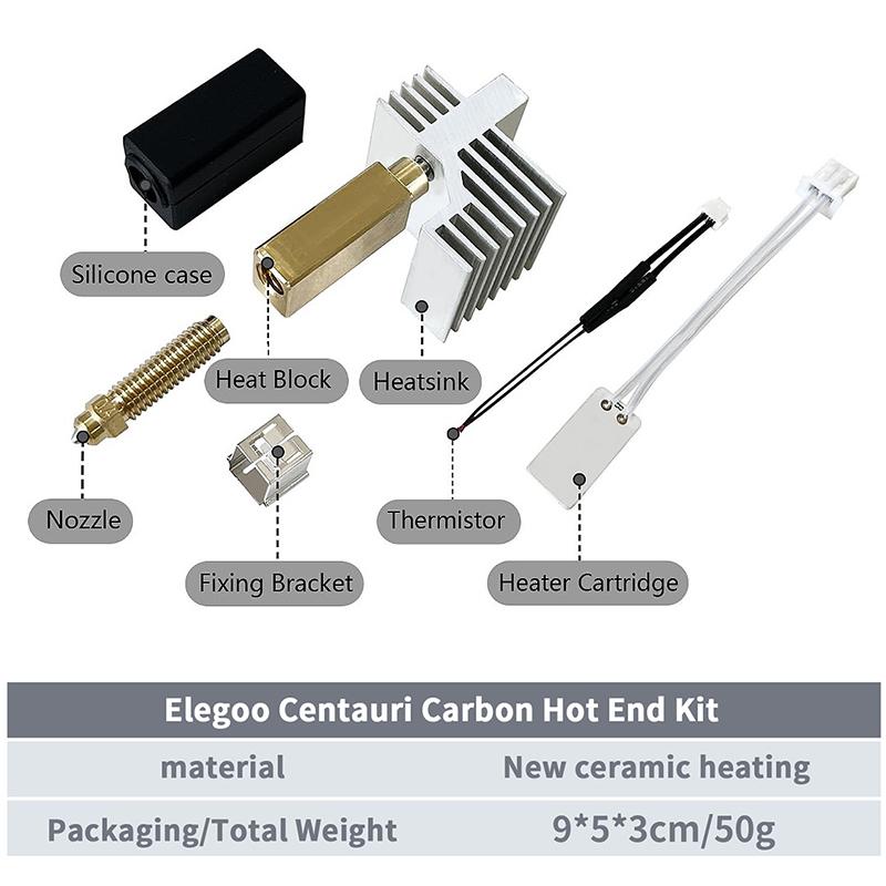 Sada tvrzených ocelových trysek pro hotend pro Elegoo Centauri Carbon 0,2/0,4/0,6/0,8 mm Hot End Ocelová mosazná tryska Díly 3D tiskárny