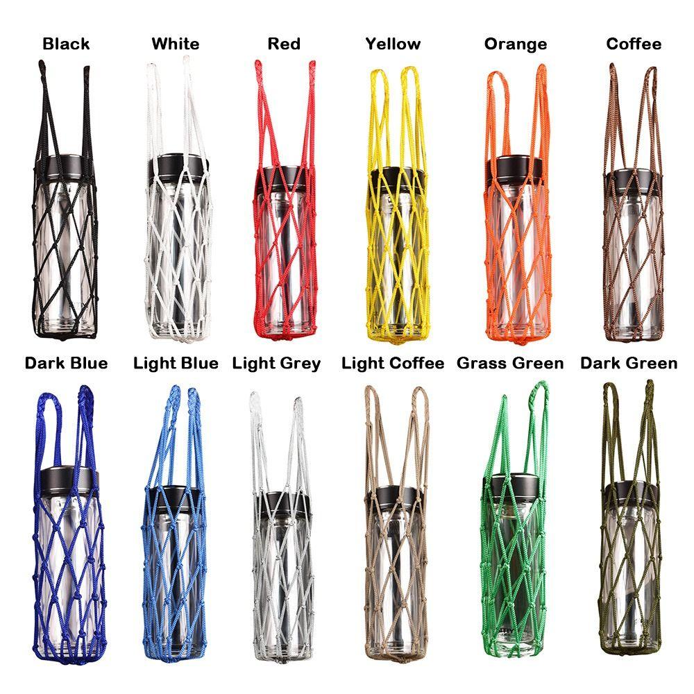 Weave Water Cup Mesh Bag Hand Woven Pouch Visible Bag  For Sport Camping Accessories