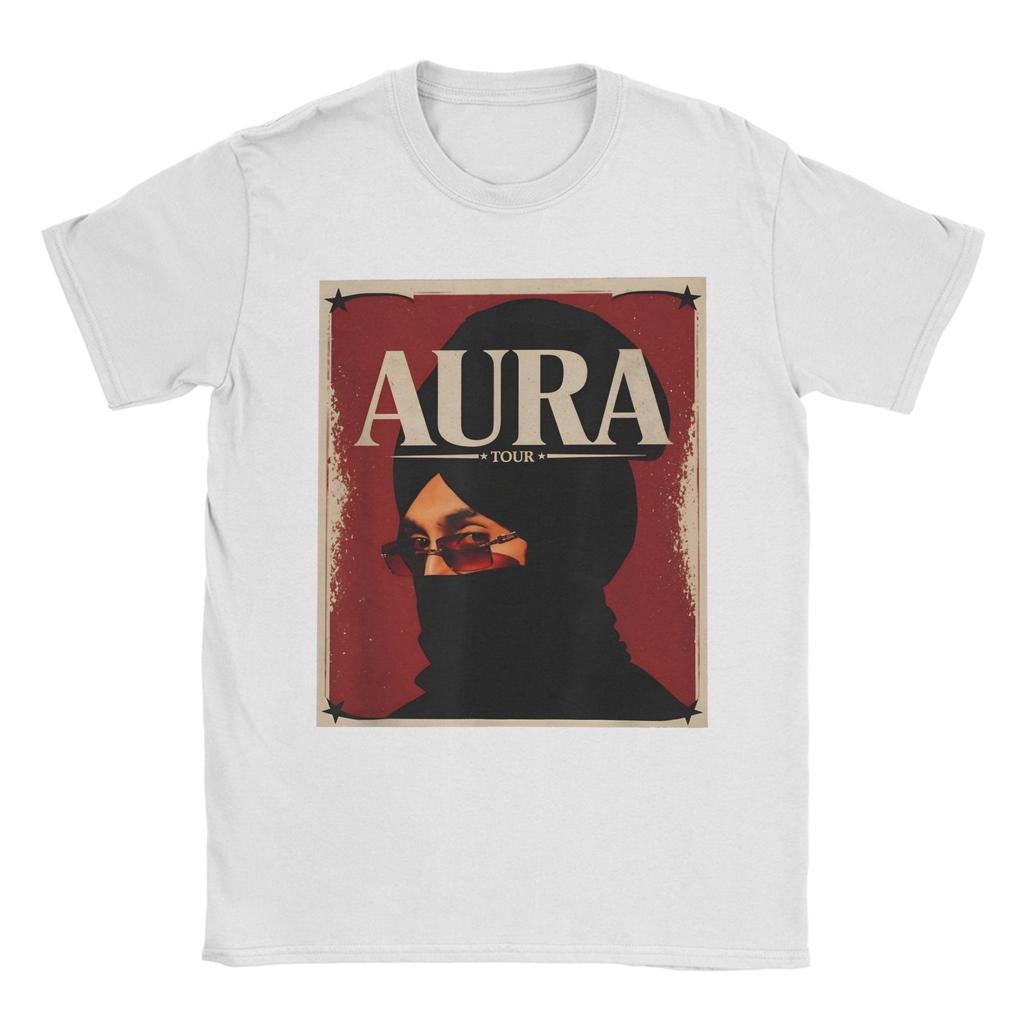 Diljit Dosanjh Aura World Tour T Shirt Unisex Vintage Pure Cotton T Shirts Summer Crew Neck Novelty Tees Casual Big Size Clothes