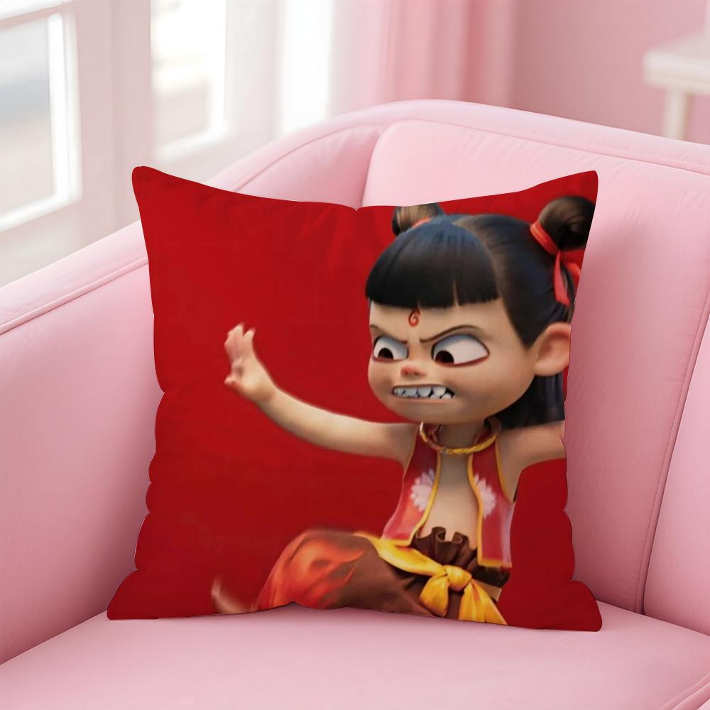 Animated Movie Nezha Cushion Cover Comfortable Reversible Pillow Cover Ideal for Car Sofa Bedroom & Beyond