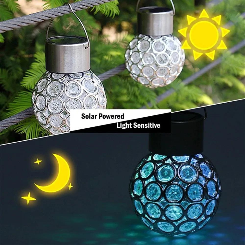 Solar LED Hanging Light Lantern Waterproof Hollow Out Ball Lamp for Outdoor Garden Yard Patio Decoration Holiday Lig Solar Light