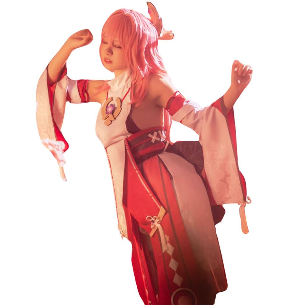 [Milky Time] Genshin Impact Cosplay Halloween Costume for Women, Anime Game (Yae Miko, Size L)