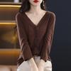 V-neck Large Size Slim Base Shirt for Short-sleeved Women's Versatile Spring and Summer Style Fine Imitation Knitted Cardigan Jacket Loose