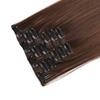 Postiche 6 pièces/ensemble Extensions de cheveux à clips pour tête entière Cheveux longs raides Couleur blond marron