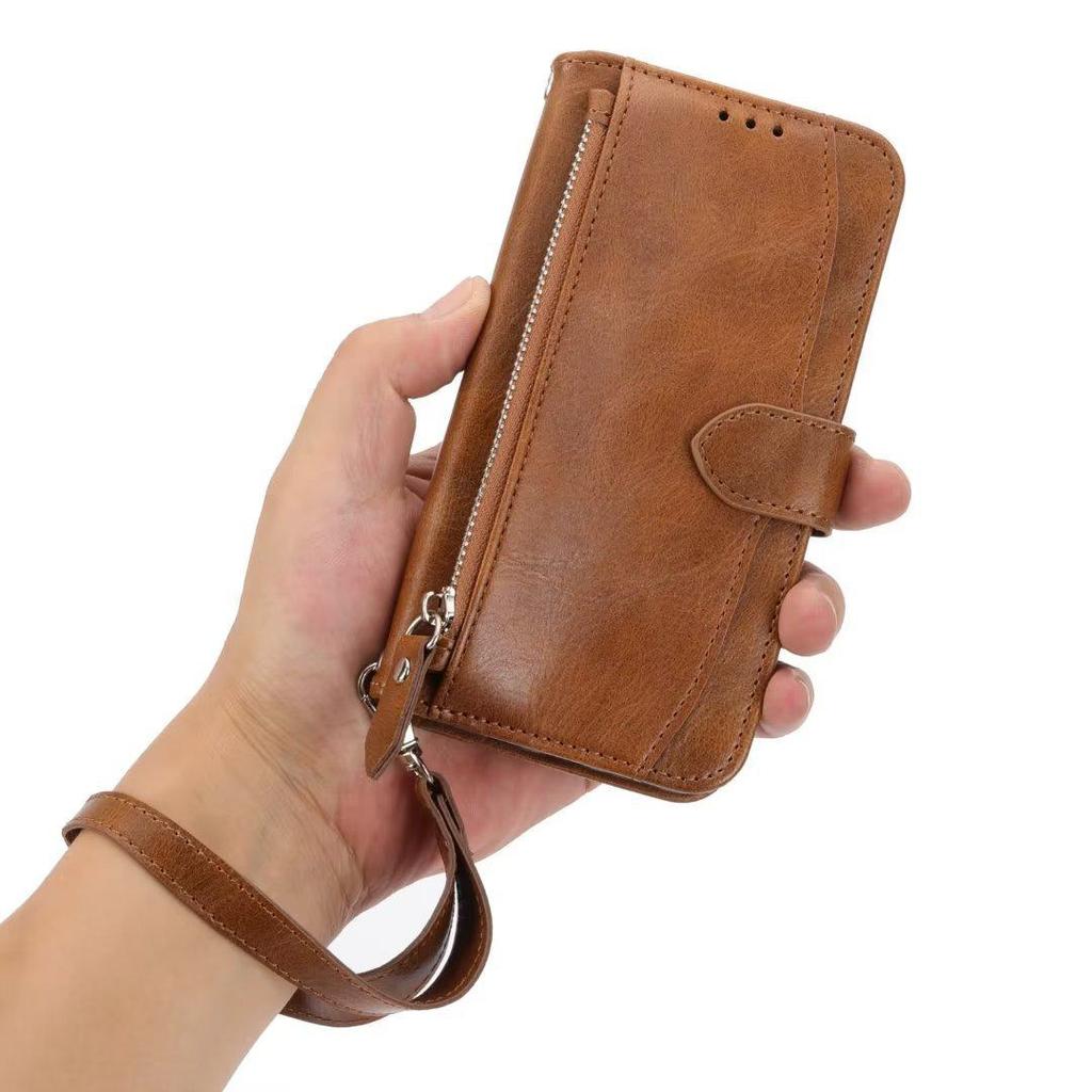 iPhone 15 Pro Leather Zipper Lanyard Case with Protective Function.