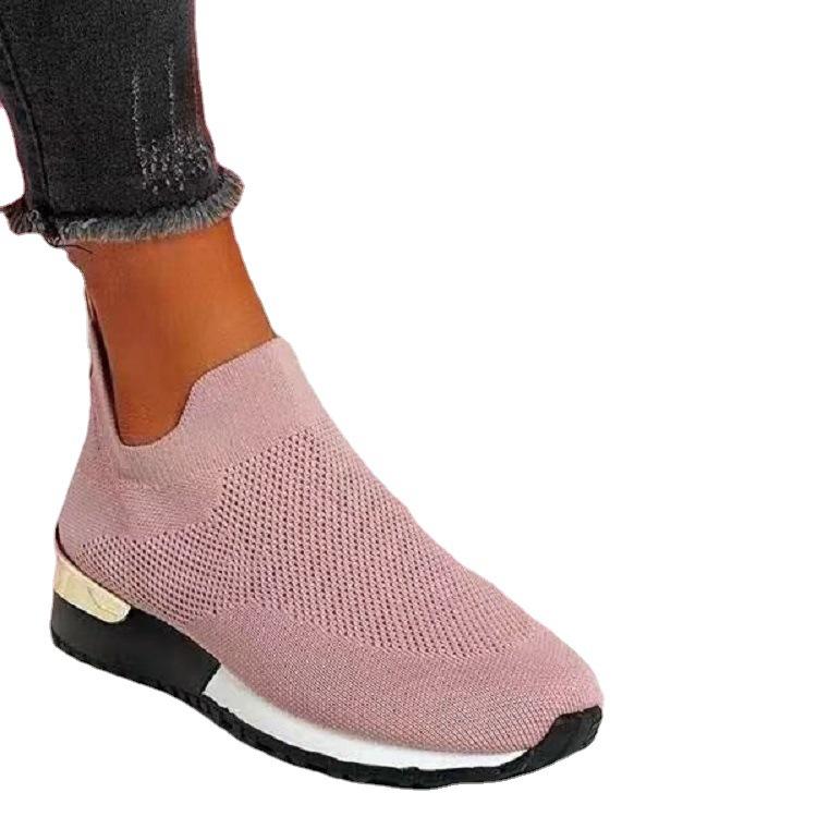 New Fly-woven Socks, Shoes, Elastic Cloth, Large-size Women's Shoes, European and American Models