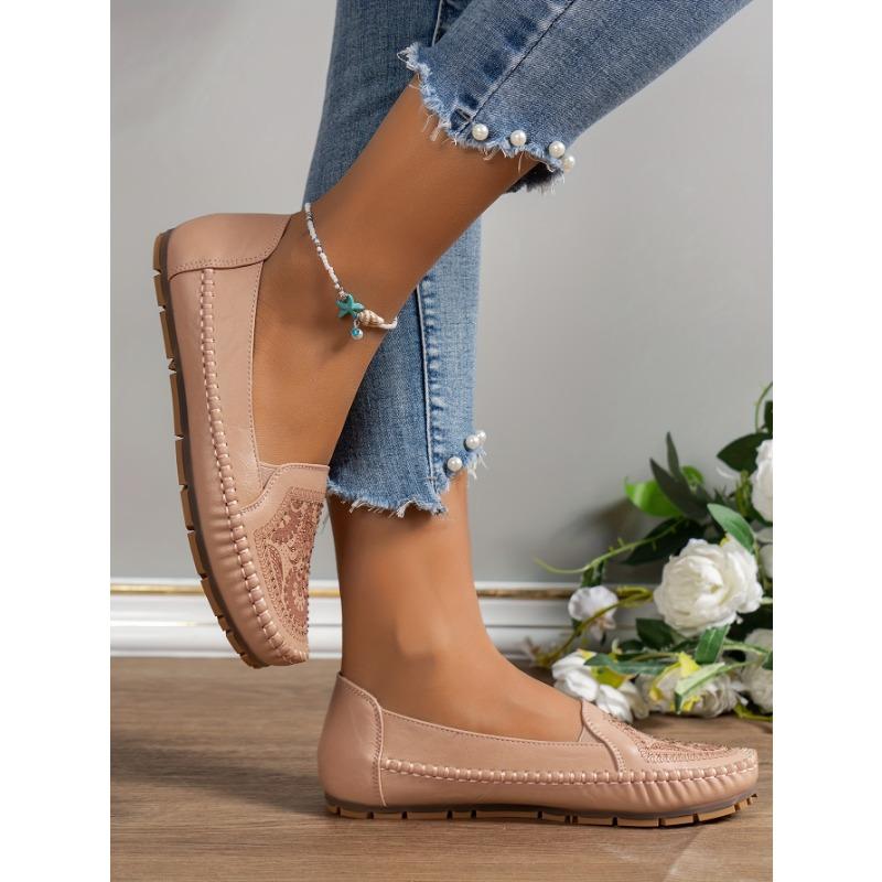 Rozmiar Plus Laserowe Przeszycia Retro Damskie Mokasyny Płaskie Wygodne Do Chodzenia Moda Styl Retro