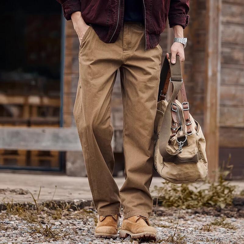 Men's American Retro Loose Straight Work Pants