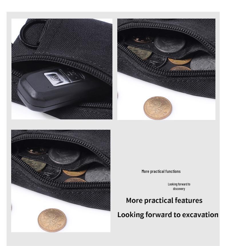 Pánská venkovní malá taška na krk s držákem na karty, mincovníkem, držákem na klíče, kapsou na Bluetooth sluchátka a šňůrkou pro studenty a seniory