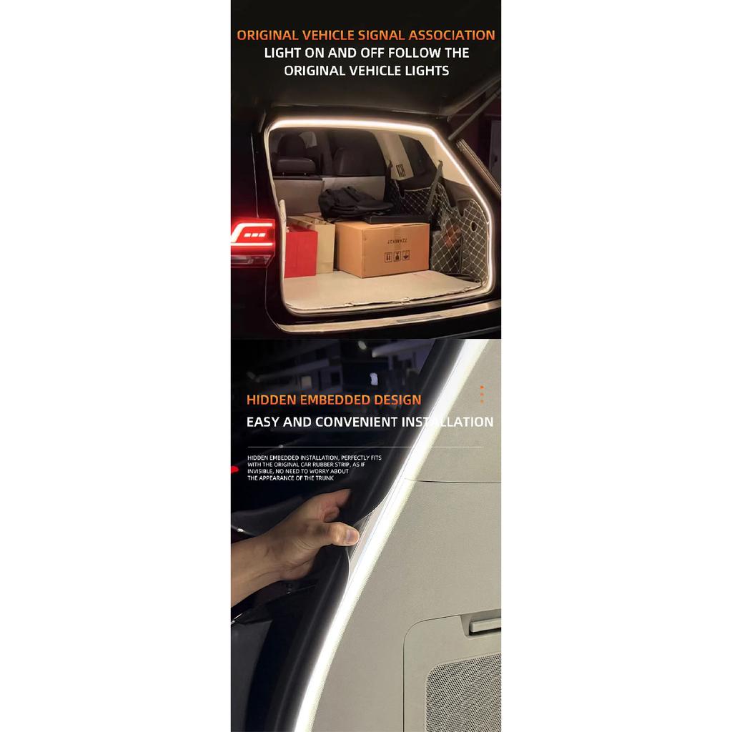 Car high brightness trunk lighting ambient light interior decoration LED wiring free automatic sensing tailgate light strip