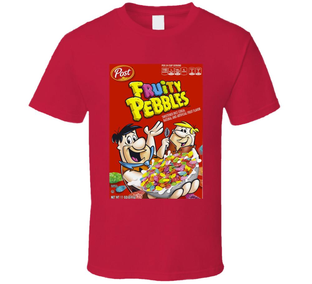 New Fruity Pebbles Box Greatest Cereal Of All Time Breakfast Fan Foodie T Shirt XXL