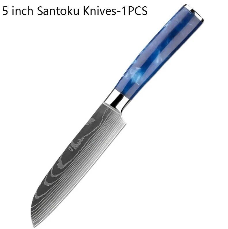 

Кухонный нож Дамасский узор Профессиональный нож шеф-повара Японский нож Сантоку Нож для мяса Нож для нарезки косточек Ножи для резки фруктов белый