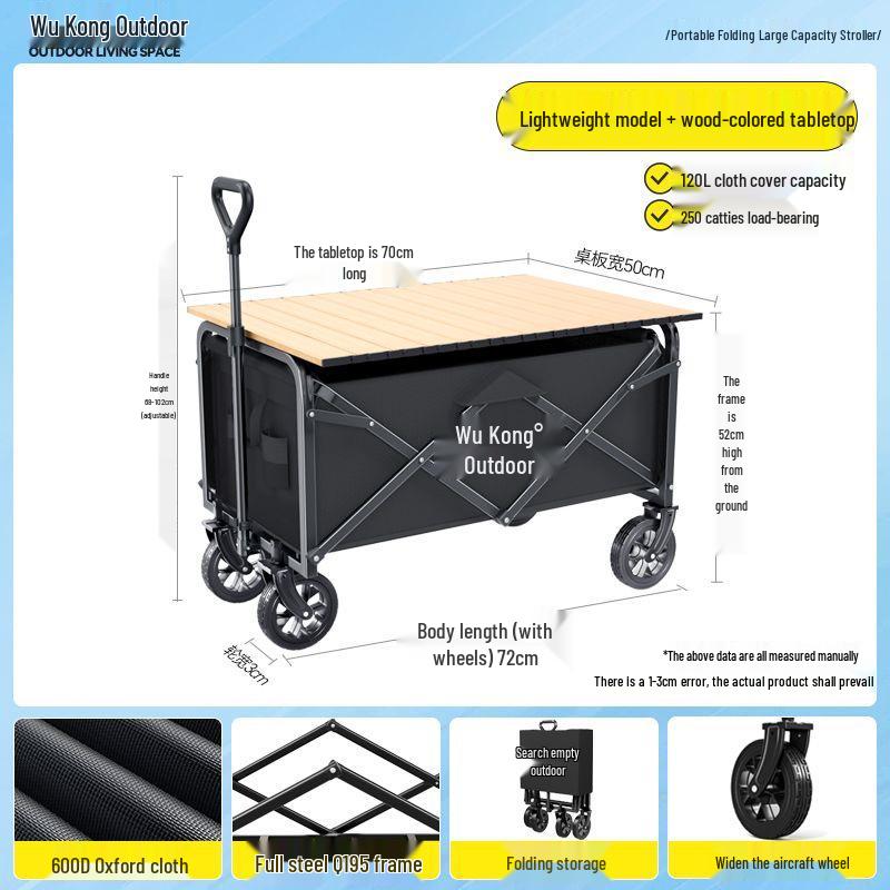 Portable Foldable Camper Van Cart: Hand-Pulled Travel Trailer for Kids, Outdoor Use.