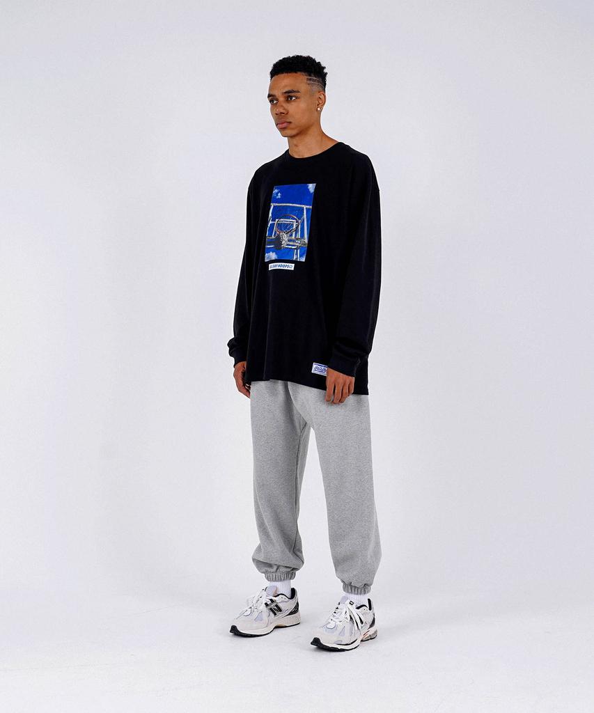ALL DAY HOOPS The Basket Oversized Long Sleeve T-Shirt Black