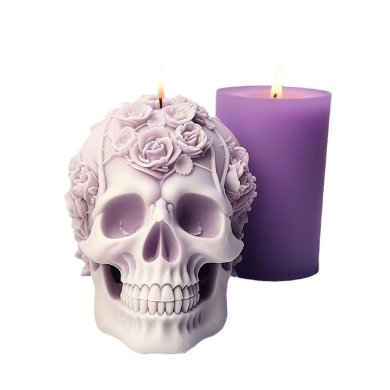 Skull Statue Candle Molds for DIY Candle Gypsum Ornaments Halloween Decorations