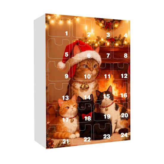 2025 Christmas Advent Calendar with Cat Ornaments 24-Day Countdown Box Unique Christmas Gift for Kids