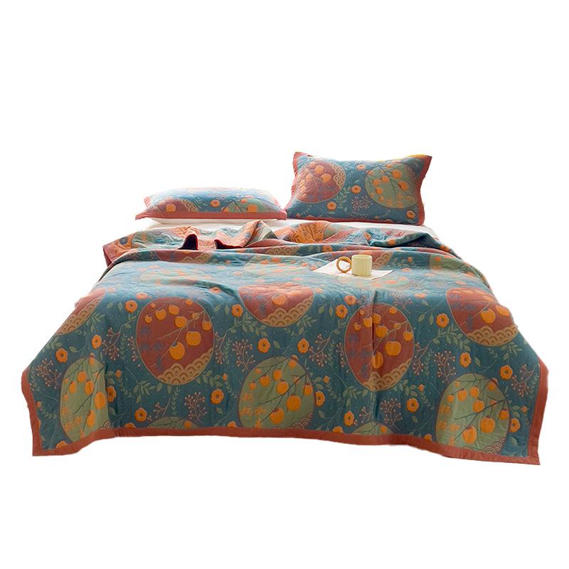 All-Cotton Yarn-Dyed Jacquard Gauze Blanket - Soft, Skin-Friendly Four-Season Bedspread