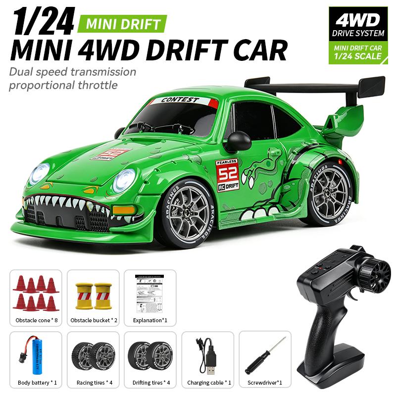 Portable Mini 1: 24 Speed 4-wheel Drive RC Drift Remote Control Car 2.4G Remote Control Racing Car Children Electric Toy Christmas Gift for Children