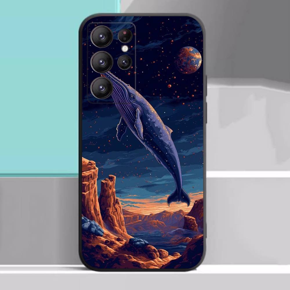 Space Ocean Whale Case For Samsung Galaxy Case S25 S23 S22 S21 S30 S20 S10 Ultra Plus FE TPU Soft Cover