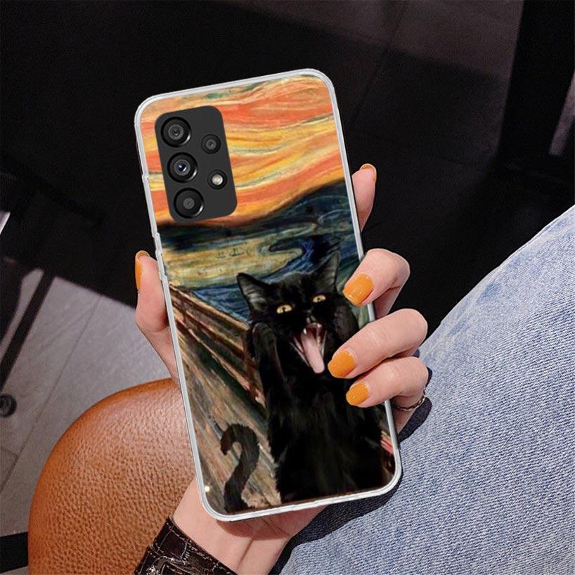 Black Cat Cartoon Cute Phone Case For Samsung Galaxy A17 A16 A15 A14 A13 A57 A56 A55 A54 A53 A37 A36 A35 A34 A33 A26 A25 A24 A23