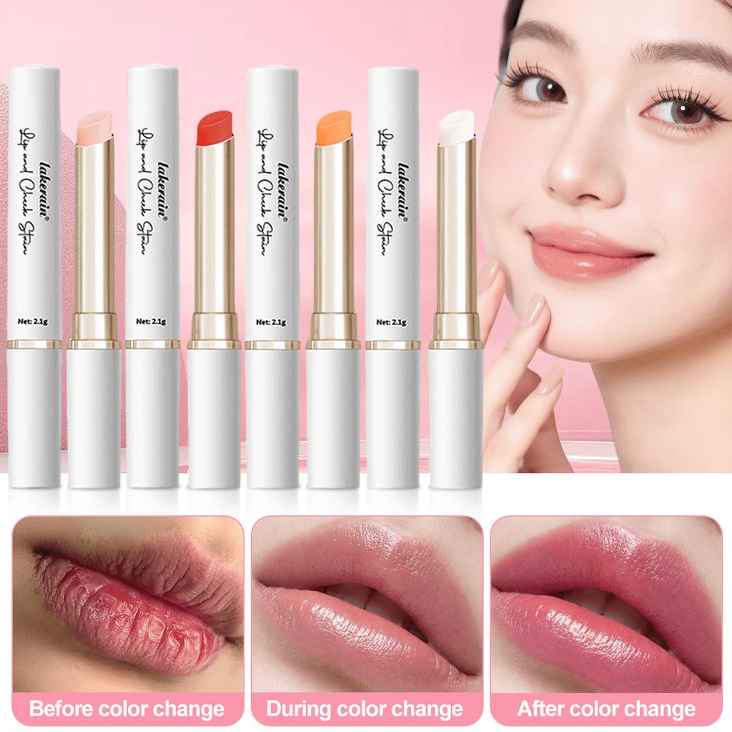 1PC Lip And Cheek Dual-Use Temperature Changing Lipstick, Color Changing Lipstick, Lip Gloss, Moistu