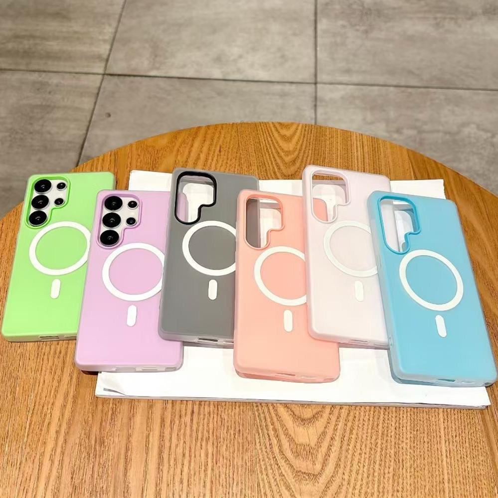 Applicable to Samsung S24 mobile phone case jelly magnetic suction SamsungS25 Ultra matte anti-drop A56 sheath