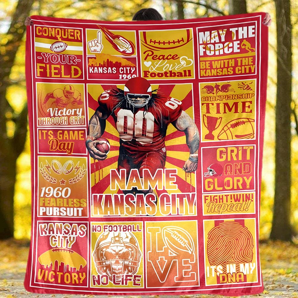 240Gm2 Football Style Customize Your Name Outdoor Blanket Suitable For All Seasons Comfortable And Warm Soft Blanket Suitable For Travel Gifts For
