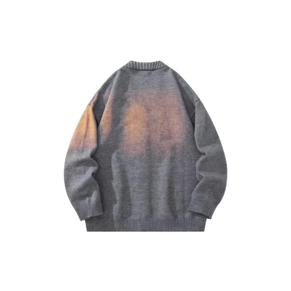 Men's V-Neck Knit Cardigan Sweater - Korean Casual Style for Autumn & Early Spring