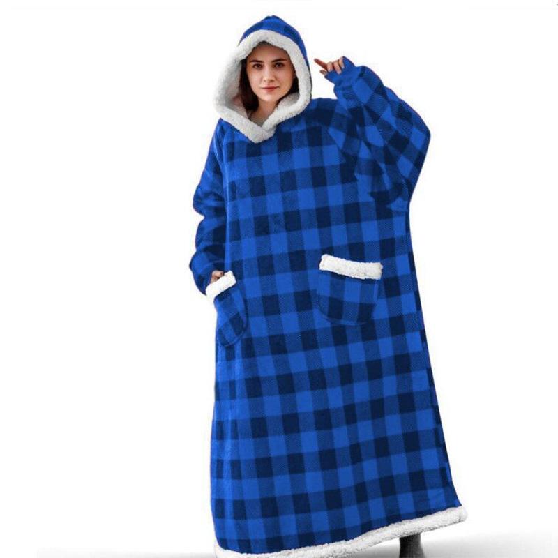 Warm Blanket for Home Bedroom Hooded Jacket Flannel TV Blanket Lazy Pajamas Sweater Soft Comfortable Lazy Wearable Blanket